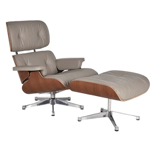 Vitra Eames Lounge chair en ottoman notenhout sand leder