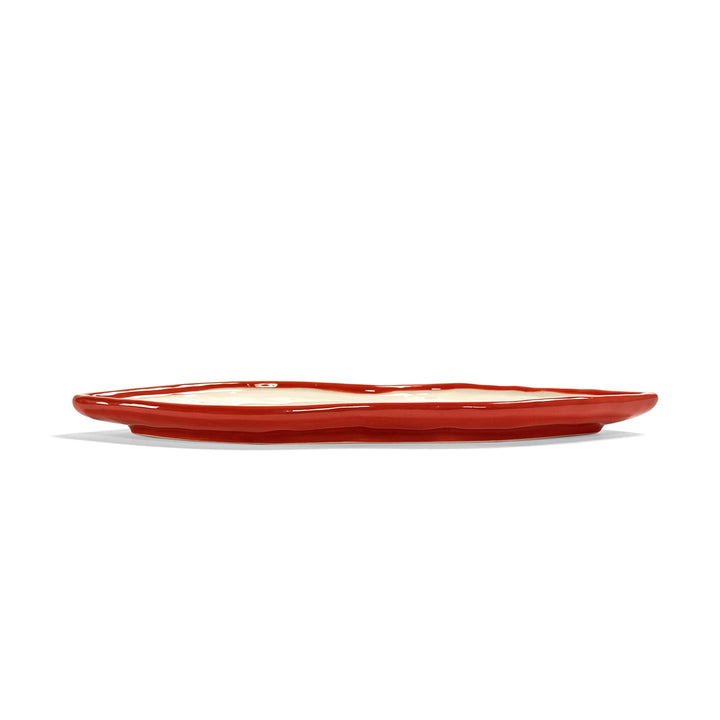 Wouters &amp; Hendrix serveerschaal Lips M rood-wit, zijaanzicht