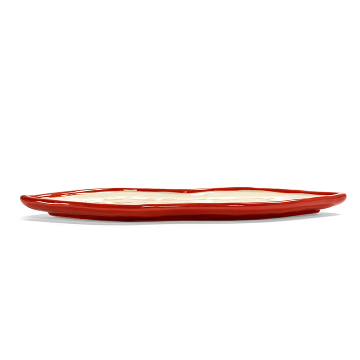 Wouters &amp; Hendrix serveerschaal Lips L rood-wit, zijaanzicht