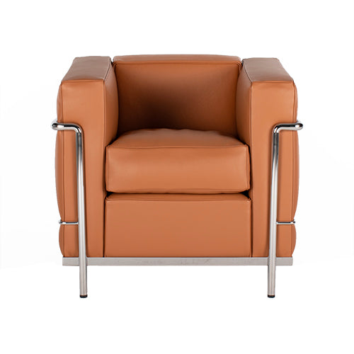 Cassina 2 fauteuil grand confort petit modele cognac bruin leder