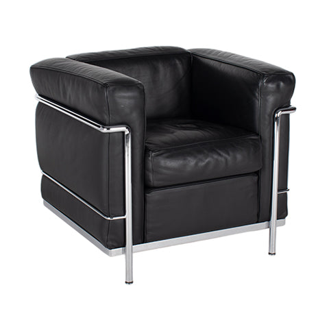 Cassina LC2 fauteuil vintage zwart leder