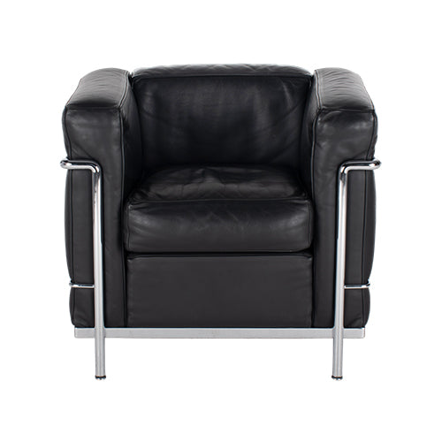 Cassina LC2 fauteuil vintage zwart leder