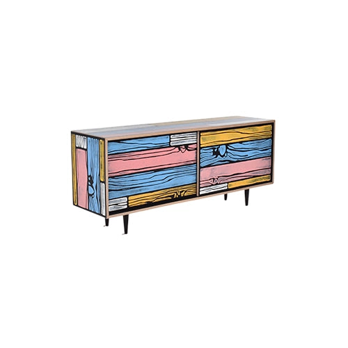Wrongwoods kast roze/blauw