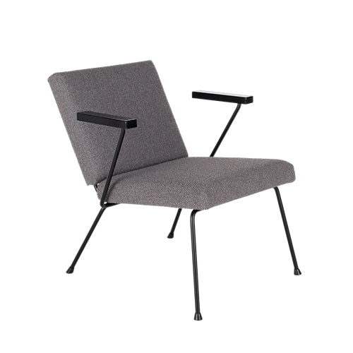 Dutch Originals Gispen 1401 fauteuil grijs gestoffeerd zwart frame