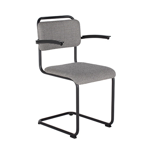 Gispen 201XL stoel zwart/wit gestoffeerd zwart frame