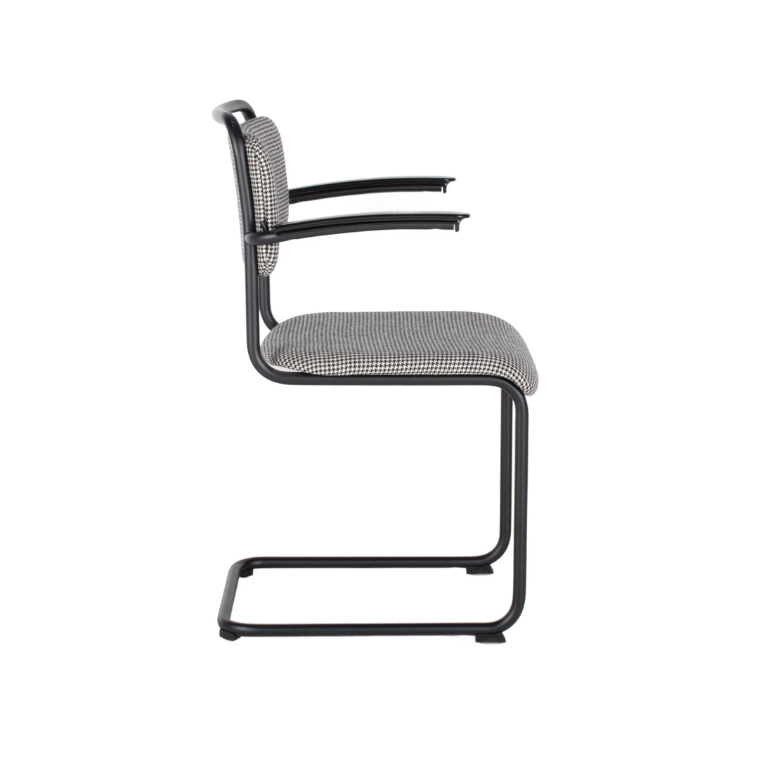 Gispen 201XL stoel zwart/wit gestoffeerd zwart frame