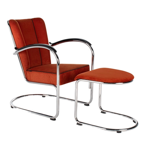 Gispen 412 fauteuil en ottoman oranje