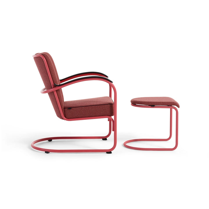 Gispen 412 fauteuil &amp; hocker roze (Forestview), fauteuil met hocker, zijaanzicht