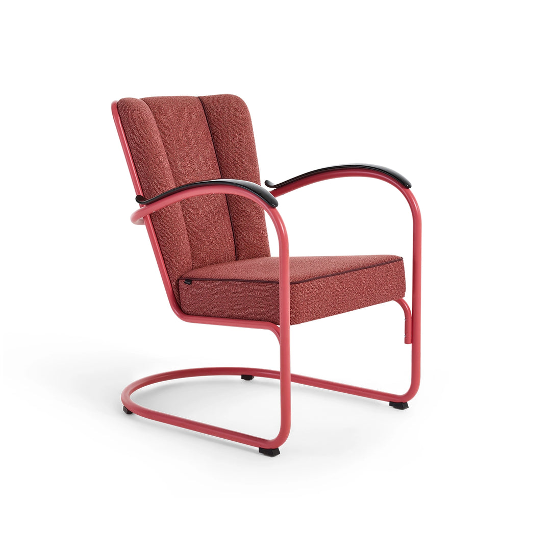 Gispen 412 fauteuil &amp; hocker roze (Forestview), fauteuil schuin vooraanzicht