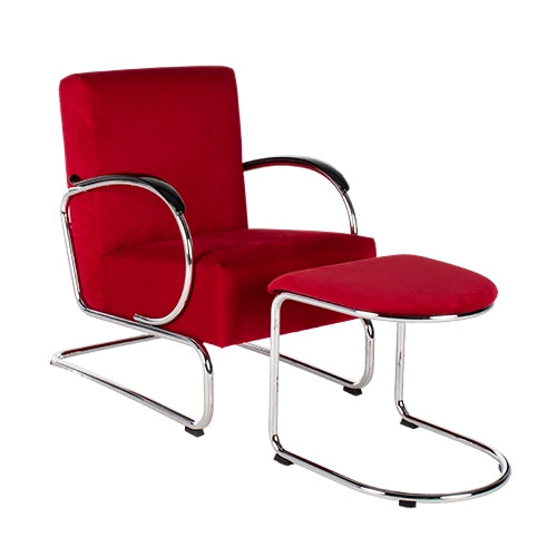 Gispen 407 fauteuil & ottoman rood