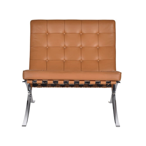 Knoll Barcelona chair en ottoman cognac leder