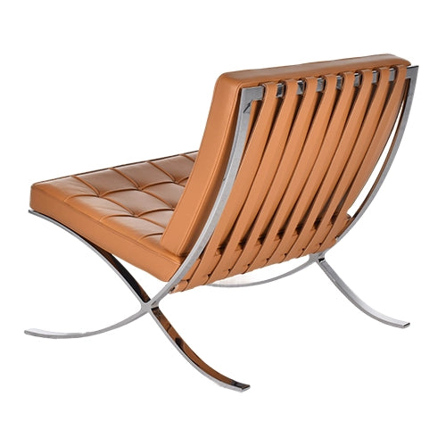 Knoll Barcelona chair en ottoman cognac leder