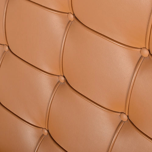 Knoll Barcelona chair en ottoman cognac leder