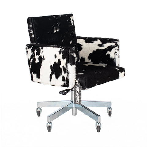 Lensvelt AVL Office Chair koeienhuid bureaustoel zwart wit