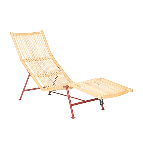 Lensvelt cane Divan ligstoel rood