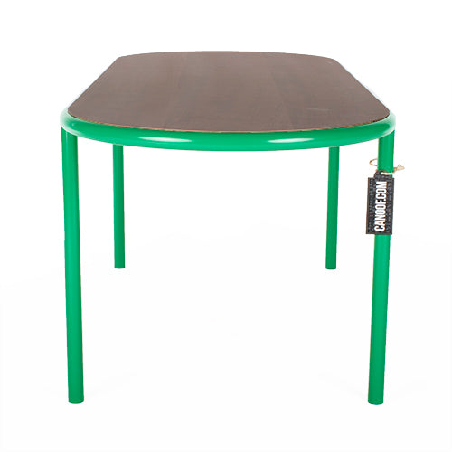 MVS tafel ovaal notenhout groen
