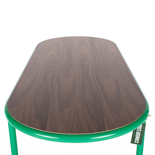 MVS tafel ovaal notenhout groen