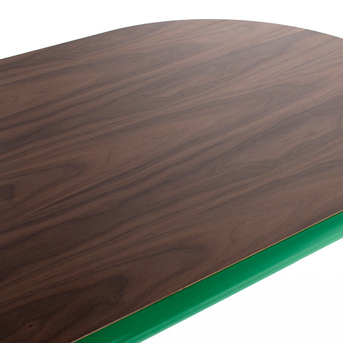 MVS tafel ovaal notenhout groen