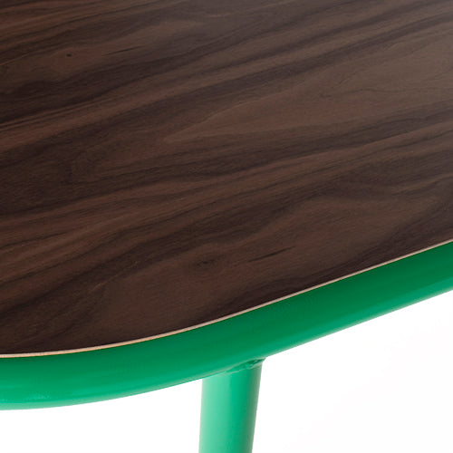 MVS tafel ovaal notenhout groen