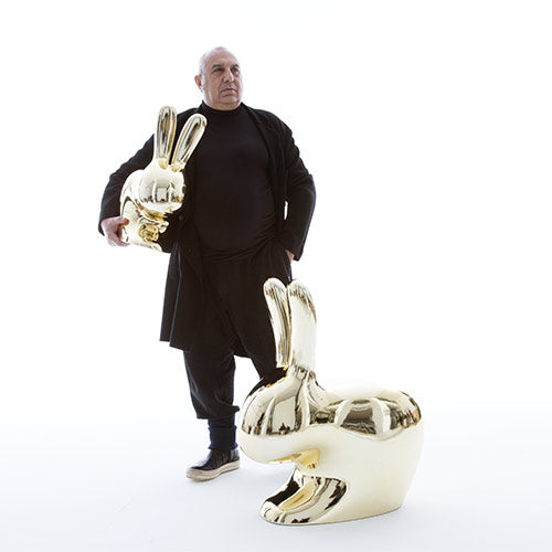 qeeboo rabbit chair goud kleur