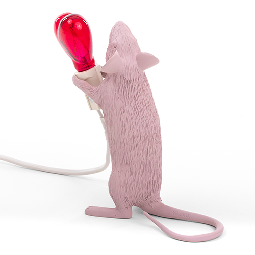 seletti muis hart lamp roze rood