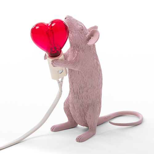 Seletti muis lamp hart roze rood