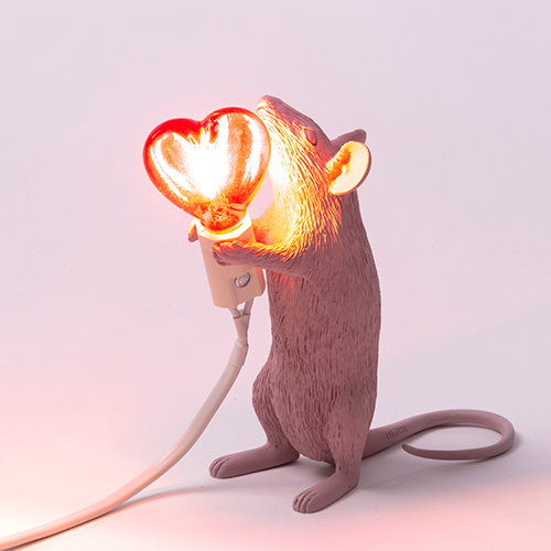 seletti muis hart lamp roze rood