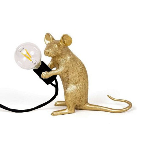 seletti muis lamp goud zittend