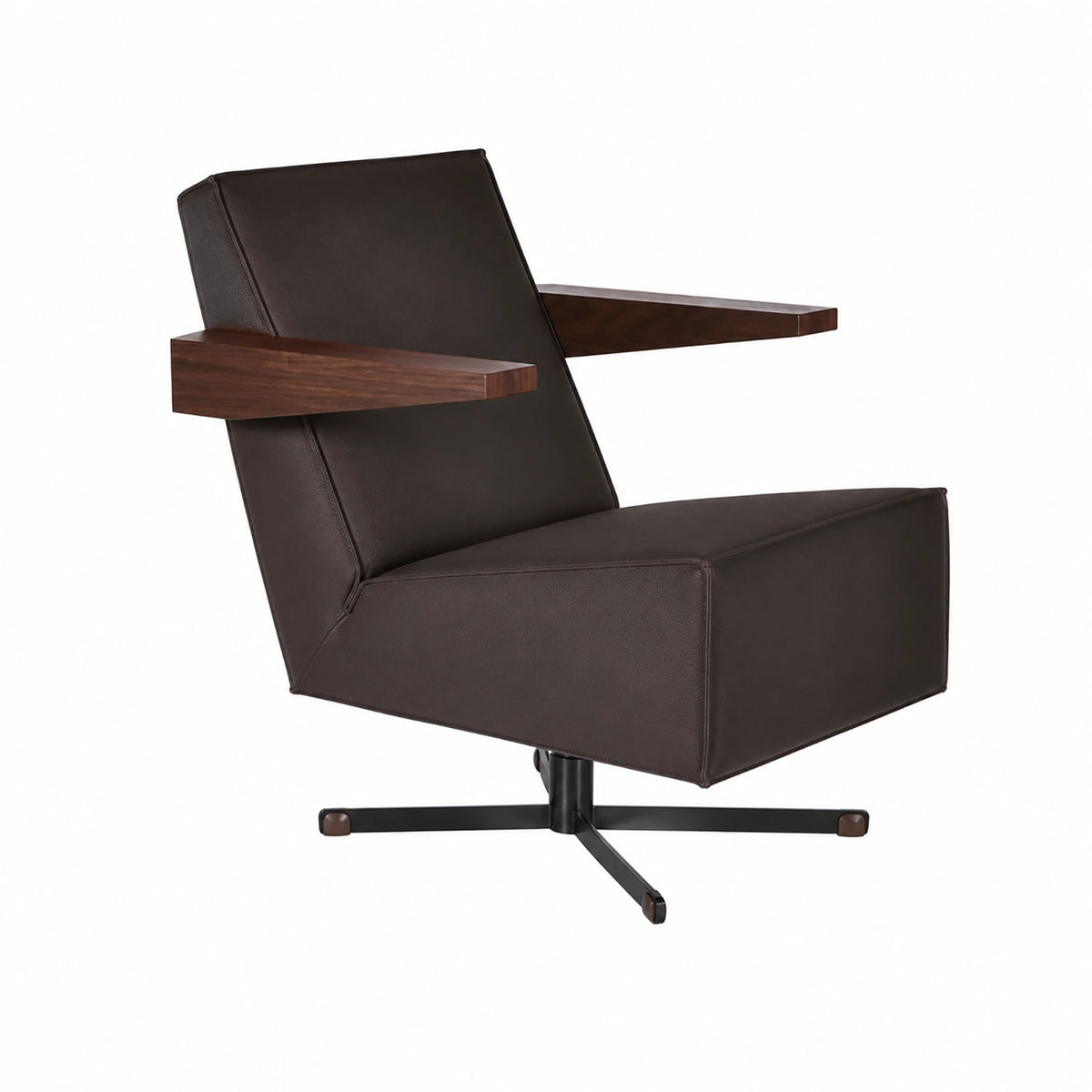 Spectrum Press Room chair donkerbruin leder 