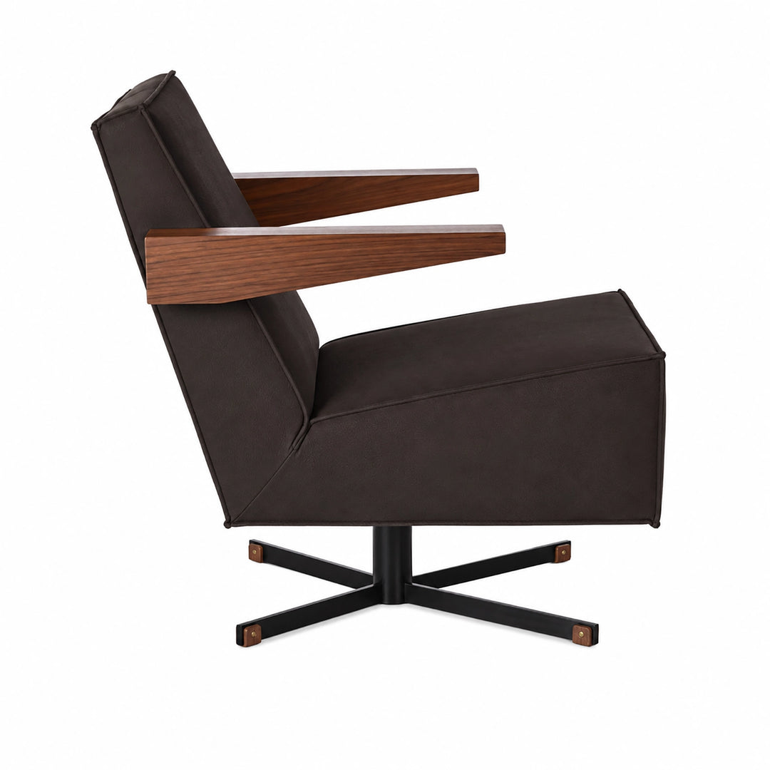 Spectrum Press Room chair donkerbruin leder 