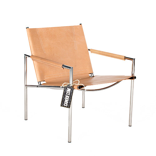 Spectrum SZ02 fauteuil naturel leder chroom