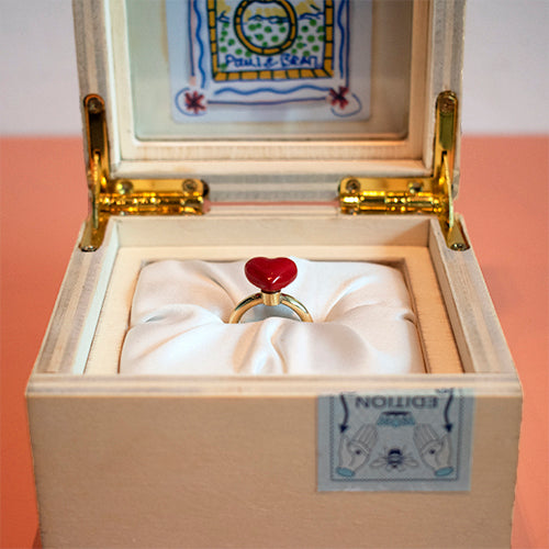 Studio Job hart ring goud rood