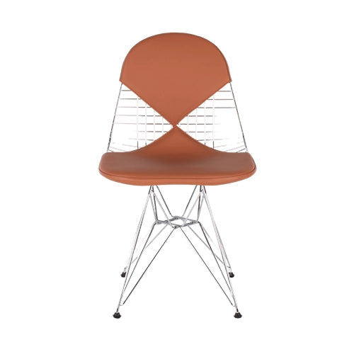 Vitra Wire Chair DKR chroom/cognac bekleding