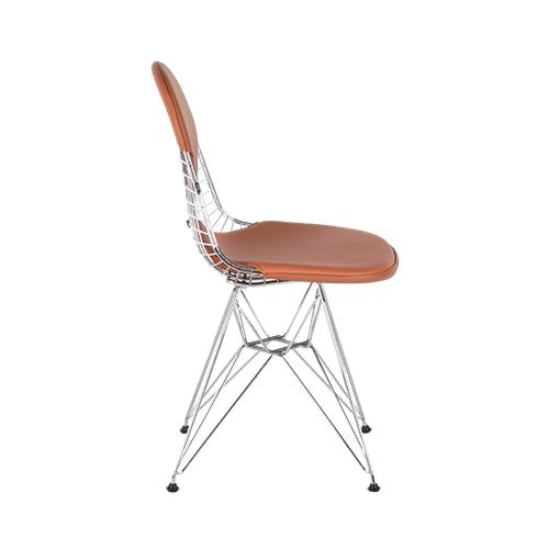 Vitra Wire Chair DKR chroom/cognac bekleding