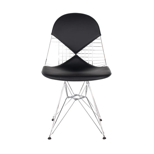 Vitra Wire chair DKR chroom zwart leder