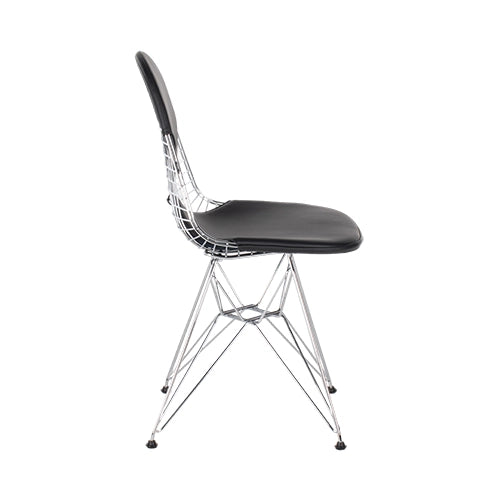 Vitra Wire chair DKR chroom zwart leder