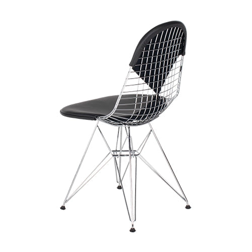 Vitra Wire chair DKR chroom zwart leder