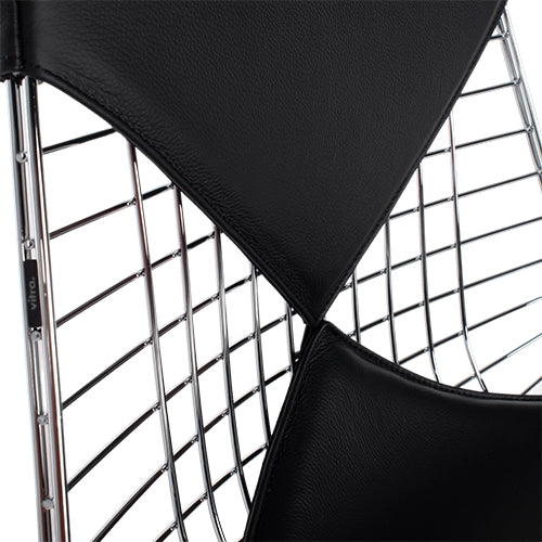 Vitra Wire chair DKR chroom zwart leder