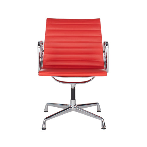 Vitra EA108 stoel rood leder chroom