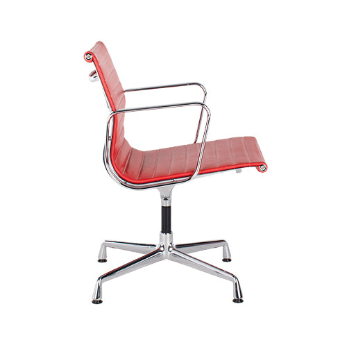Vitra EA108 stoel rood leder chroom