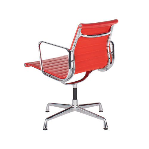 Vitra EA108 stoel rood leder chroom