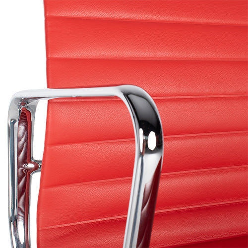Vitra EA108 stoel rood leder chroom