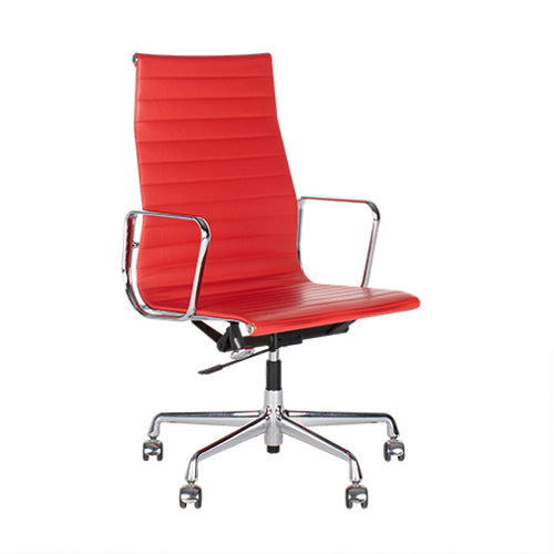 Vitra EA119 bureaustoel rood leder chroom
