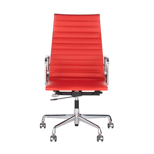 Vitra EA119 bureaustoel rood leder chroom