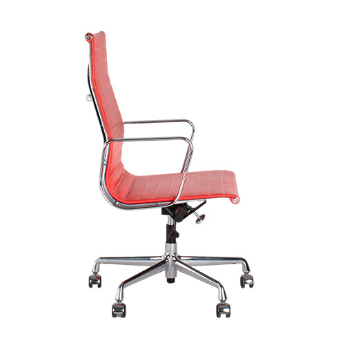Vitra EA119 bureaustoel rood leder chroom