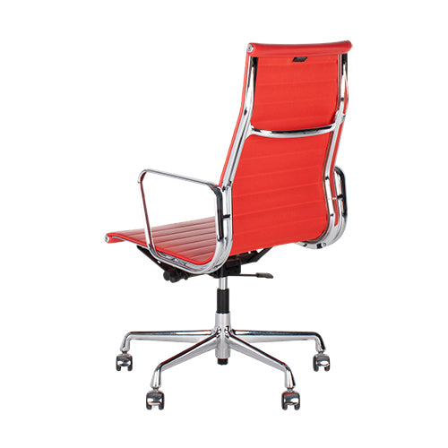 Vitra EA119 bureaustoel rood leder chroom