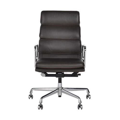 Vitra EA219 donkerbruin leder chroom frame