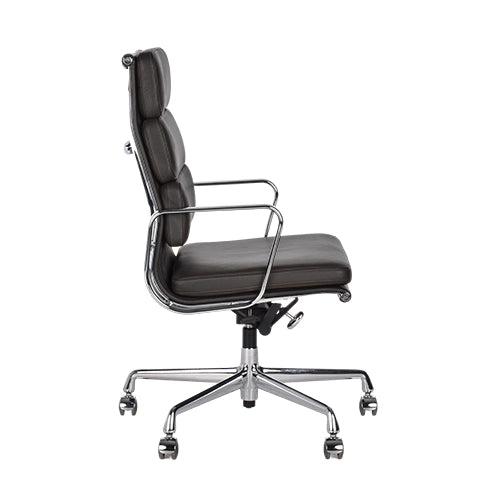 Vitra EA219 donkerbruin leder chroom frame