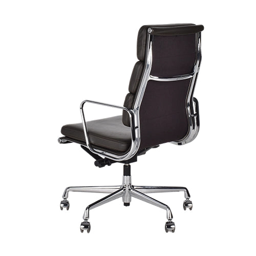 Vitra EA219 donkerbruin leder chroom frame