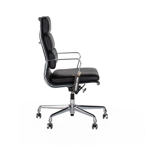 Vitra EA219 zwart leder chroom bureaustoel